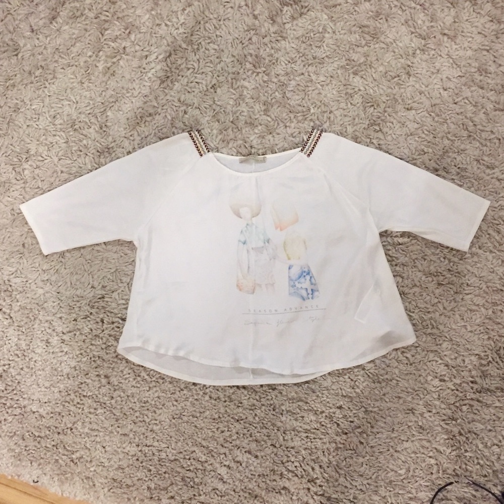 Cute white graphic bohemian boho chic top